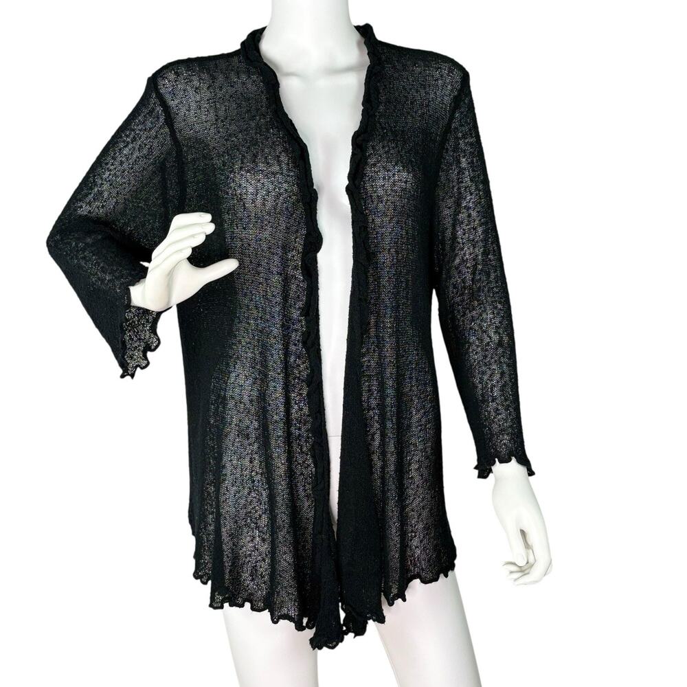 Ethyl Sheer Open Cardigan Ruffle Fairy Boho Lagenlook Whimsygoth Size L - Picture 2 of 7